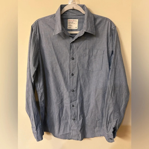 Wrangler Jeans Co 1947 Mens M Shirt Button Front Red Stripe 100% Cotton  Pocket - Picture 1 of 3